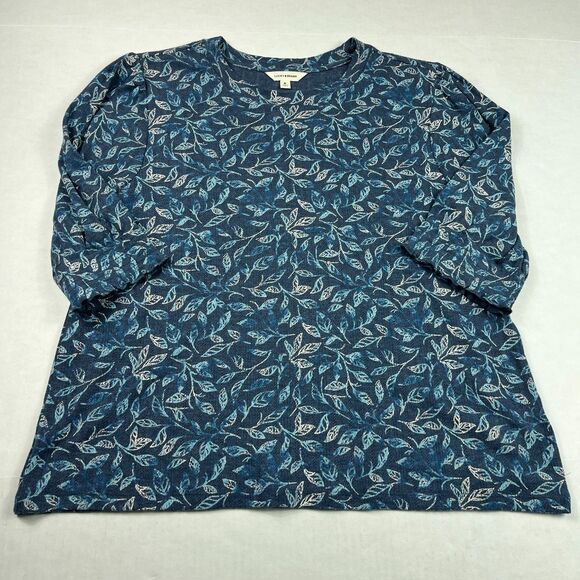 Lucky Brand Short Sleeve Womens Shirt Leaf Print Casual Natural Relaxed Top XL - Picture 1 of 11